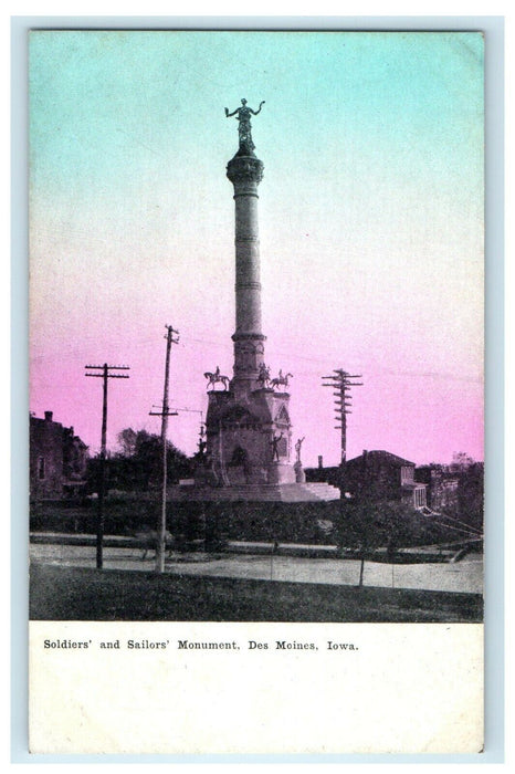 c1910's Soldiers And Sailors Monument Des Moines Iowa IA Antique Postcard