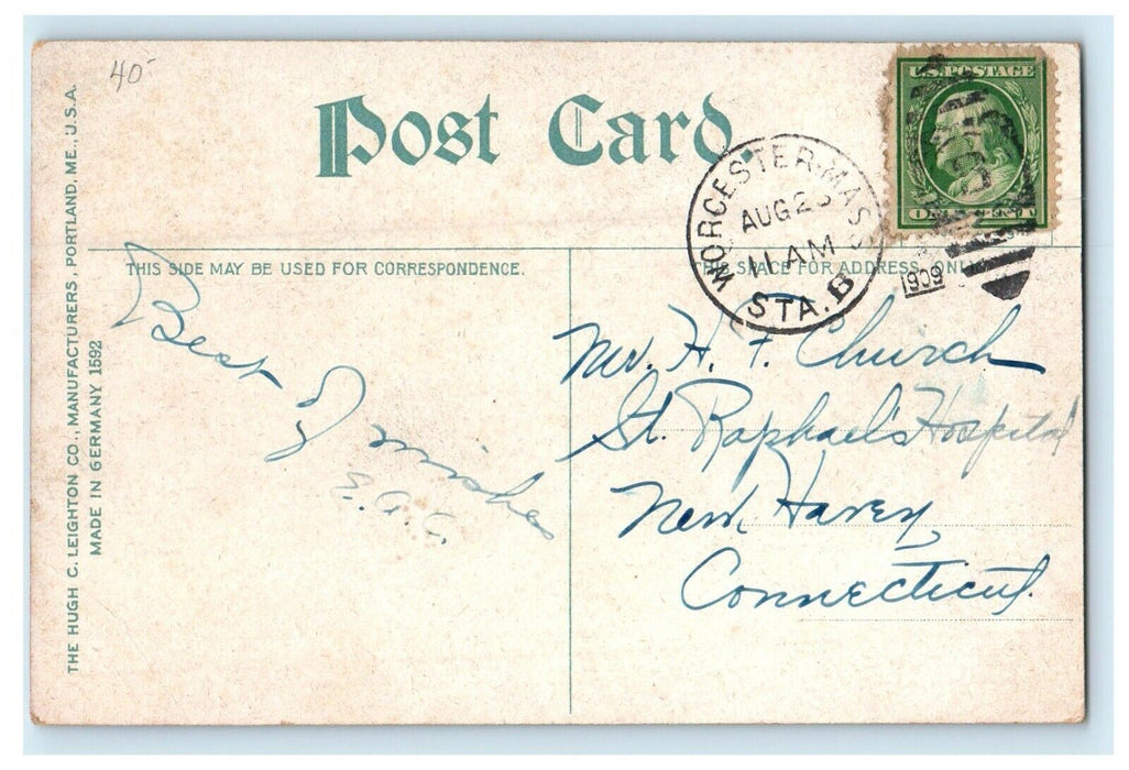 1909 The Oval View, Worcester Massachusetts MA Antique Posted Postcard