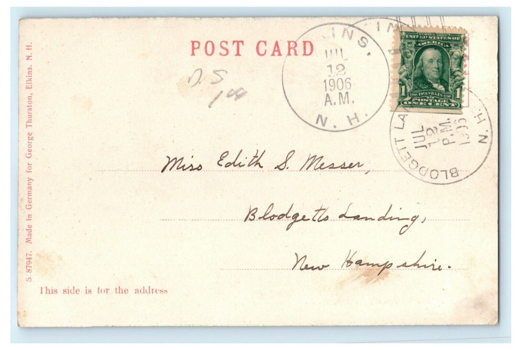 1906 Under the Willows Elkins New Hampshire NH Blodgett Lake Postcard