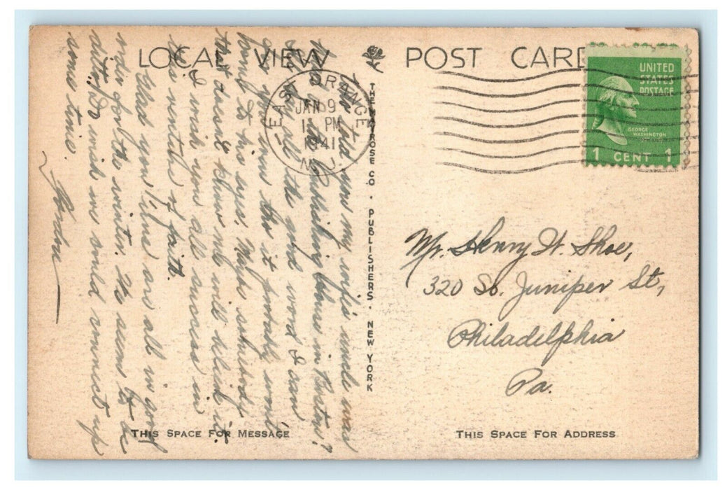 1941 Vernon Davey Junior High School East Orange New Jersey NJ Posted Postcard