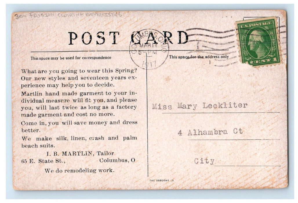 1917 Steamer Ship Attack Smoke Screen Fashion Clothing Advertising Postcard