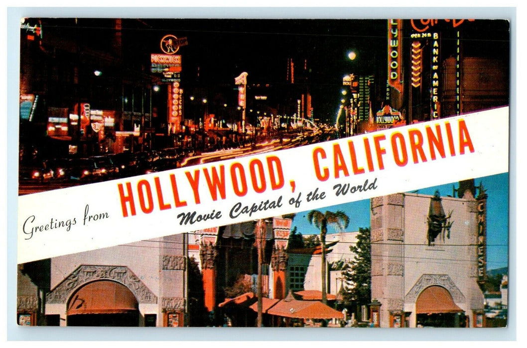 Greetings From Hollywood Movie Capital of the World California CA Postcard