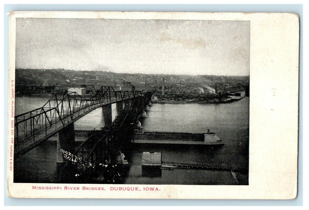 c1905 Mississippi River Bridges Dubuque Iowa IA Unposted Antique Postcard