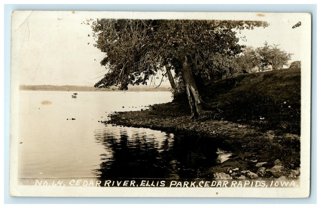 1910 Cedar River Ellis Park Cedar Rapids Iowa IA Posted RPPC Photo Postcard
