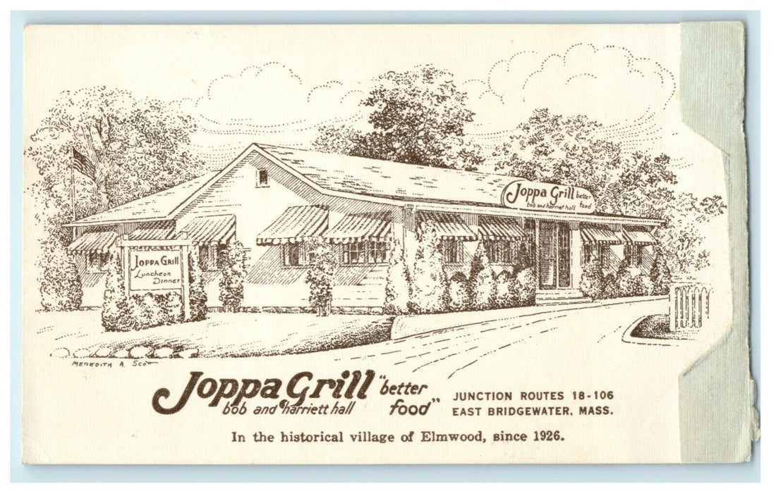1953 Joppa Grill Elmwood East Bridgewater Massachusetts MA Unposted Postcard