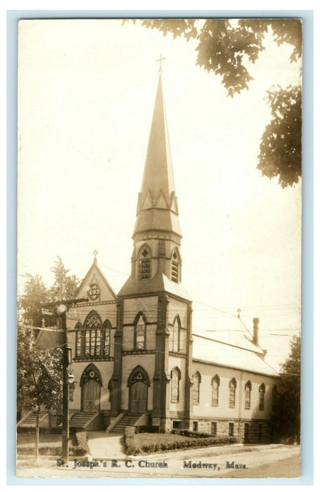 c1910 St. Joseph's R.C. Church Medway Massachusetts MA RPPC Photo Postcard
