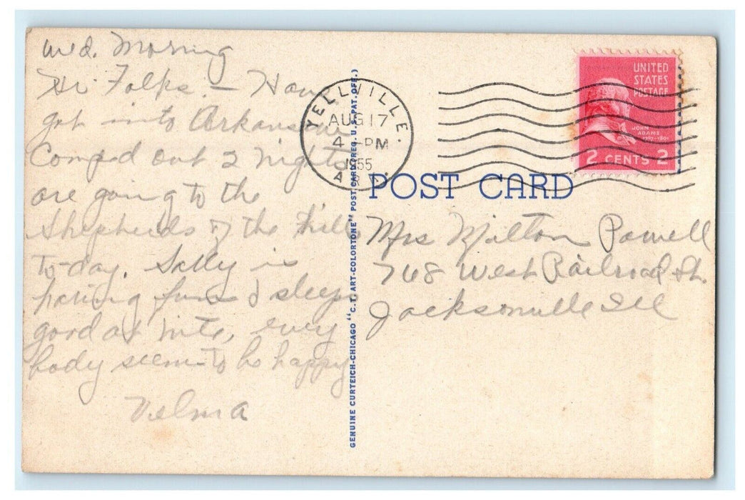 1955 Greetings From Winona Missouri MO Road Car Vintage Postcard