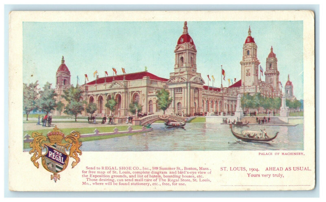 1904 Palace Machinery Regal Shoe Co. St. Louis MO Exposition Postcard