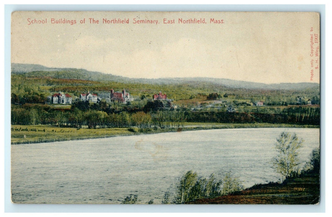 1911 School Buildings Seminary East Northfield Massachusetts Antique Postcard