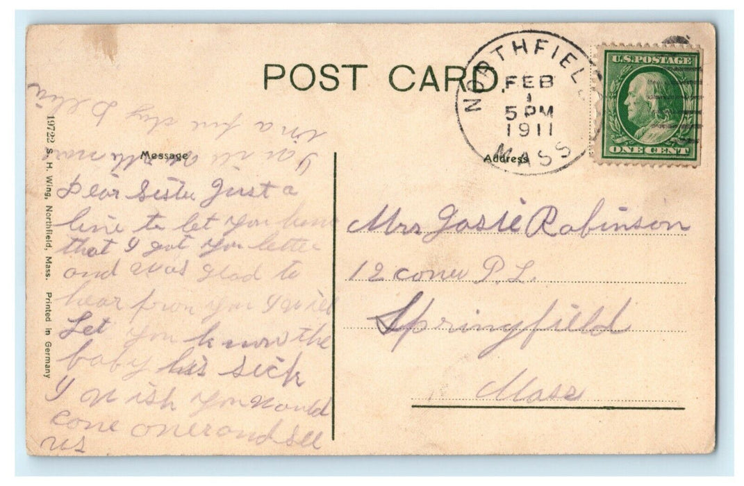 1911 School Buildings Seminary East Northfield Massachusetts Antique Postcard