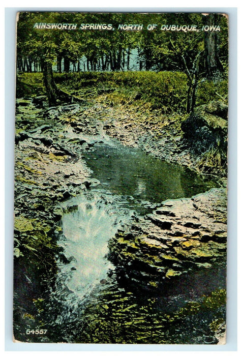 1913 Ainsworth Springs North Of Dubuque Iowa IA Posted Antique Postcard