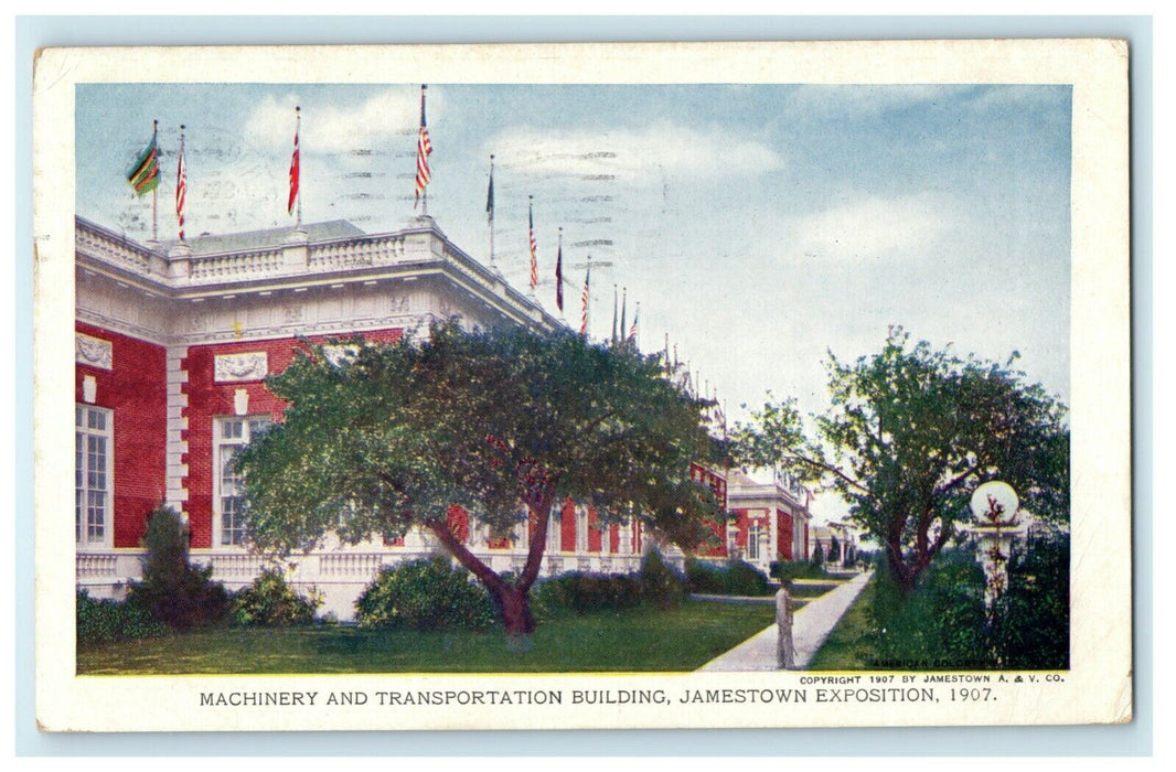 1907 Machinery Transportation Building Jamestown Exposition Posted Postcard