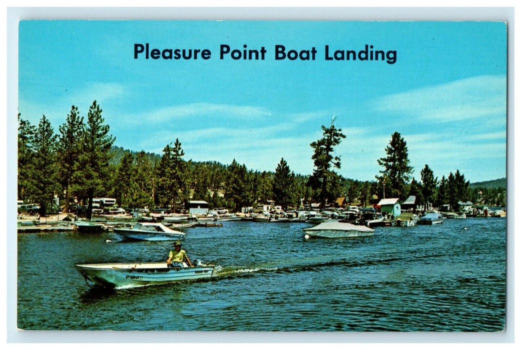 View Of Pleasure Point Boat Landing Big Bear Lake California CA Postcard
