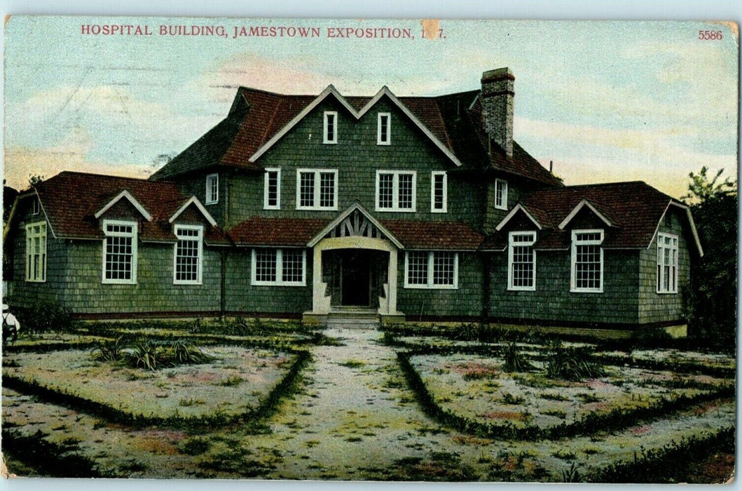 1907 Hospital Building Jamestown Exposition Station Cancel Norfolk VA Postcard