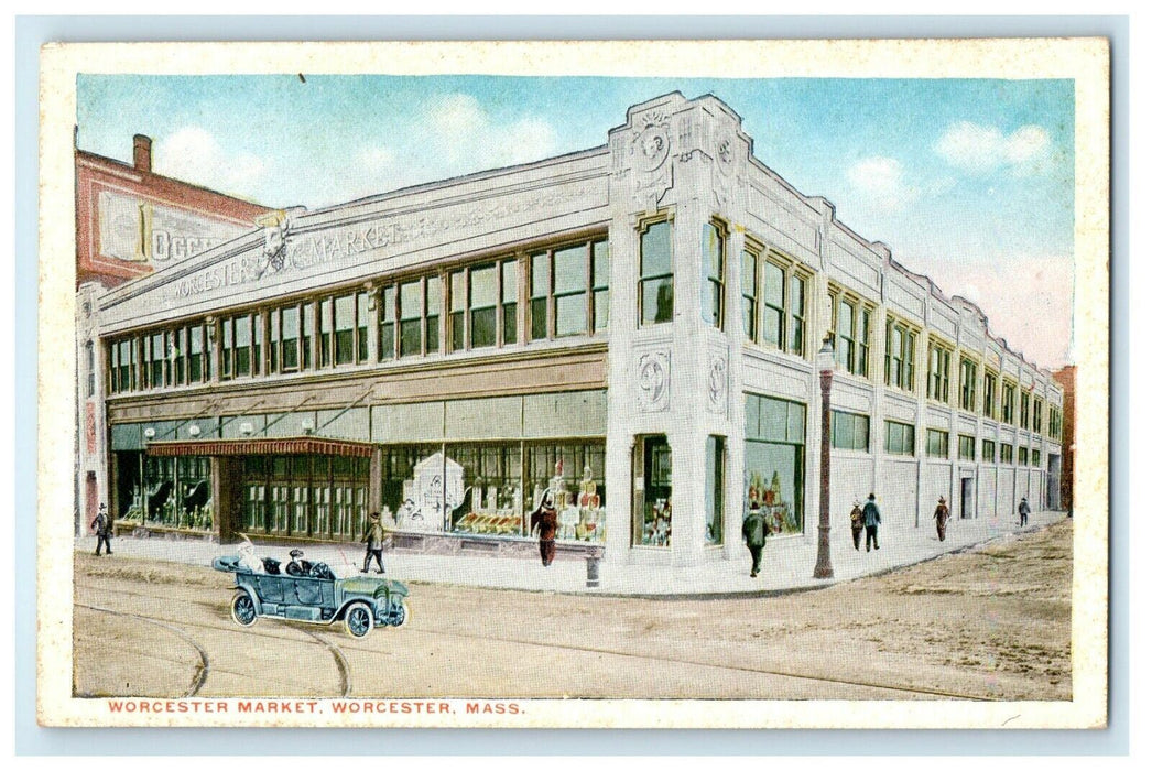 1914 Worcester Market, Worcester Massachusetts MA Antique Unposted Postcard
