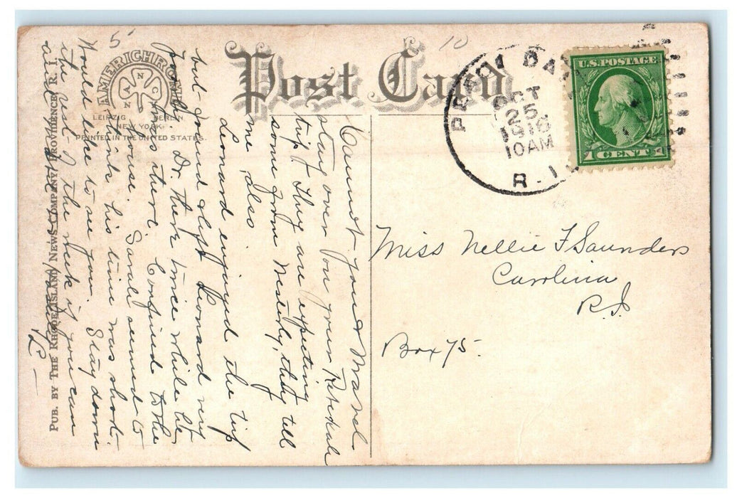 1916 St Francis Catholic Church and Rectory, Wakefield Rhode Island RI Postcard