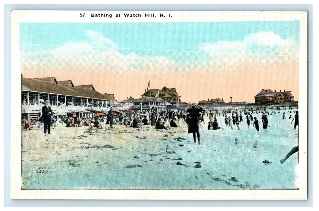 c1910 The Bathing Beach At Watch Hill Rhode Island RI Divided Back Postcard