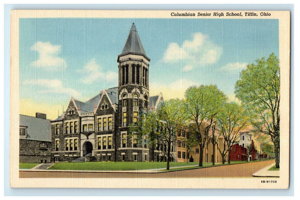 c1940s Columbian Senior High School Tiffin Ohio OH Unposted Postcard