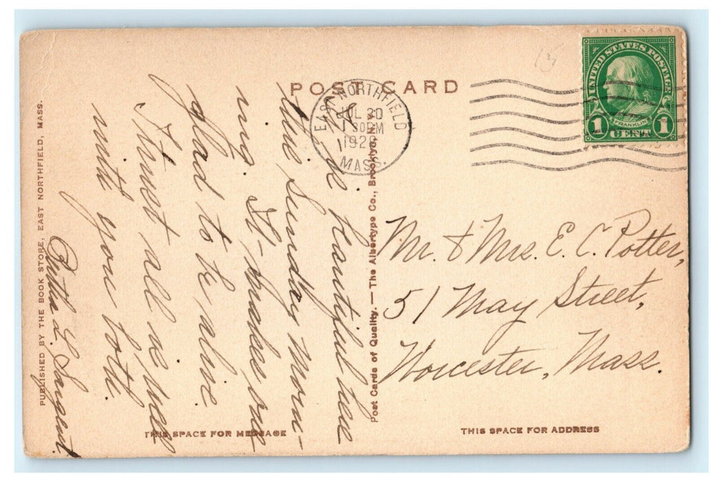 1926 Memorial Trees Seminary Campus East Northfield Massachusetts Postcard
