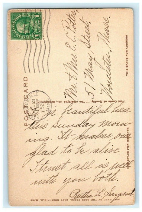 1926 Memorial Trees Seminary Campus East Northfield Massachusetts Postcard