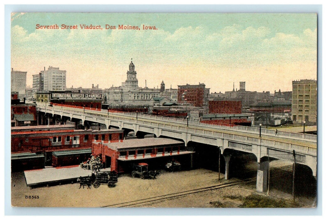 c1910's Seventh Street Viaduct Des Moines Iowa IA Unposted Antique Postcard