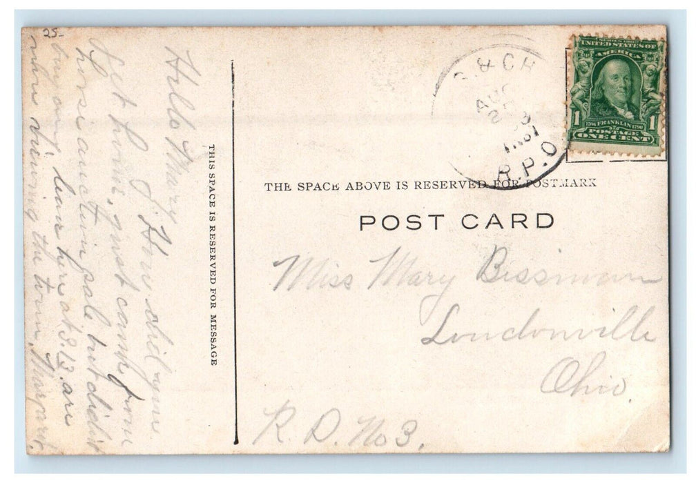 1908 Union Depot Station Railroad Train Orrville Ohio OH Posted Antique Postcard