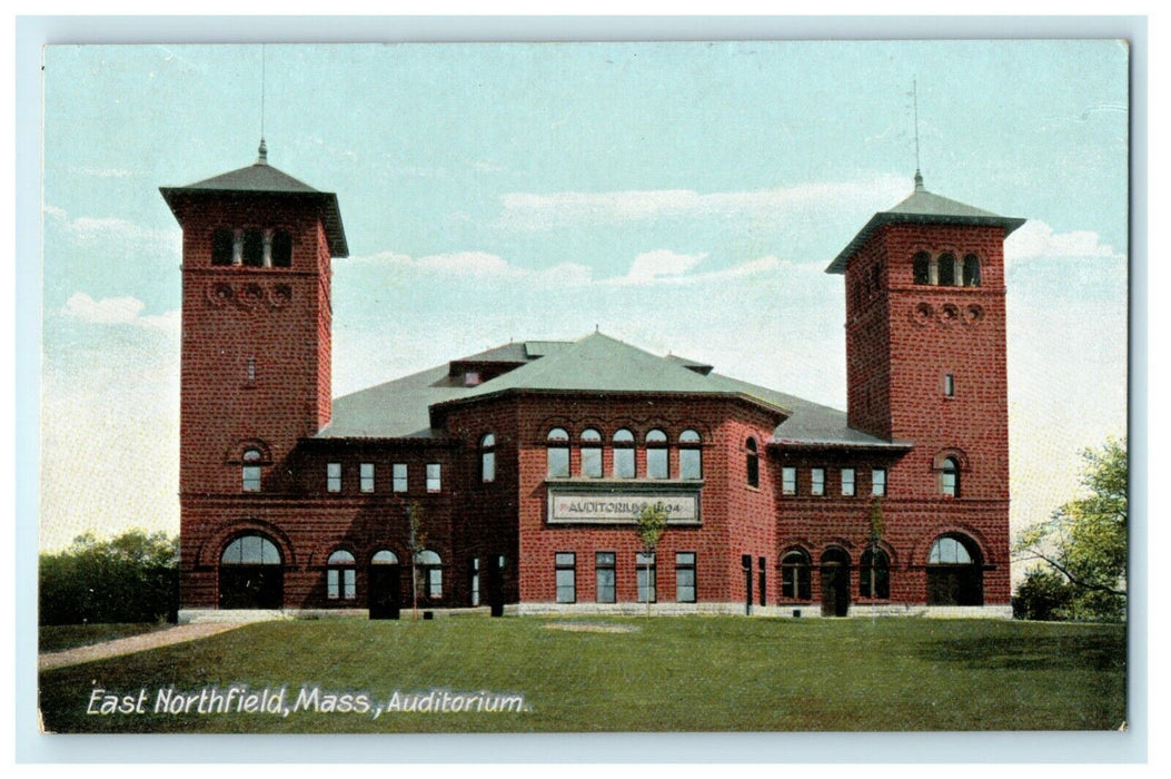 c1910 Auditorium East Northfield Massachusetts Antique Unposted Postcard