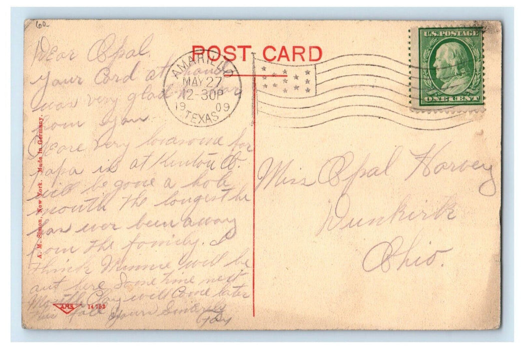 1909 Partial View House Village Bird's Eye Amarillo Texas TX Antique Postcard
