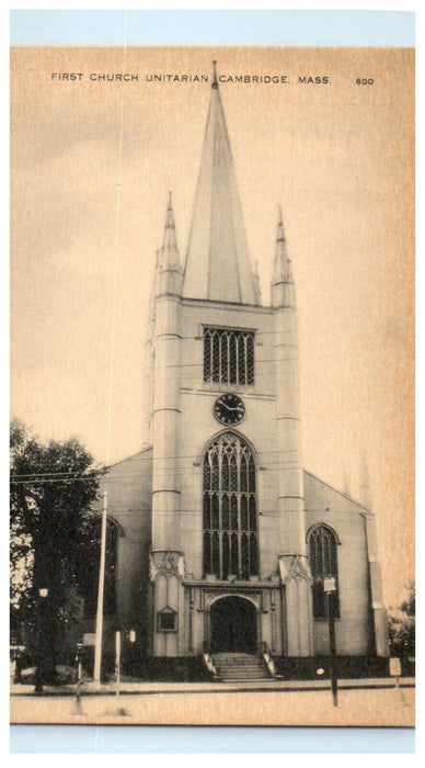 1910 First Church Unitarian, Cambridge Massachusetts MA Unposted Postcard