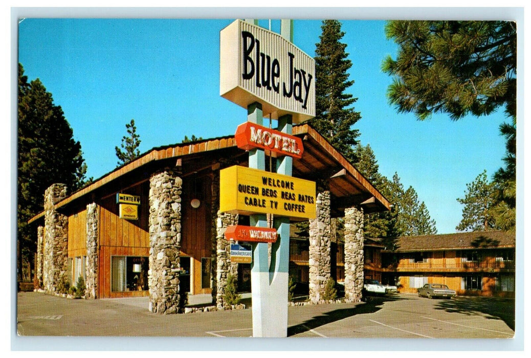 Blue Jay Motel Motor Lodge South Lake Tahoe California CA Advertising Postcard