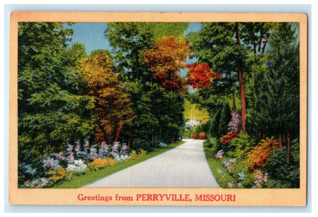 1960 Greetings From Perryville Missouri MO Road Vintage Postcard