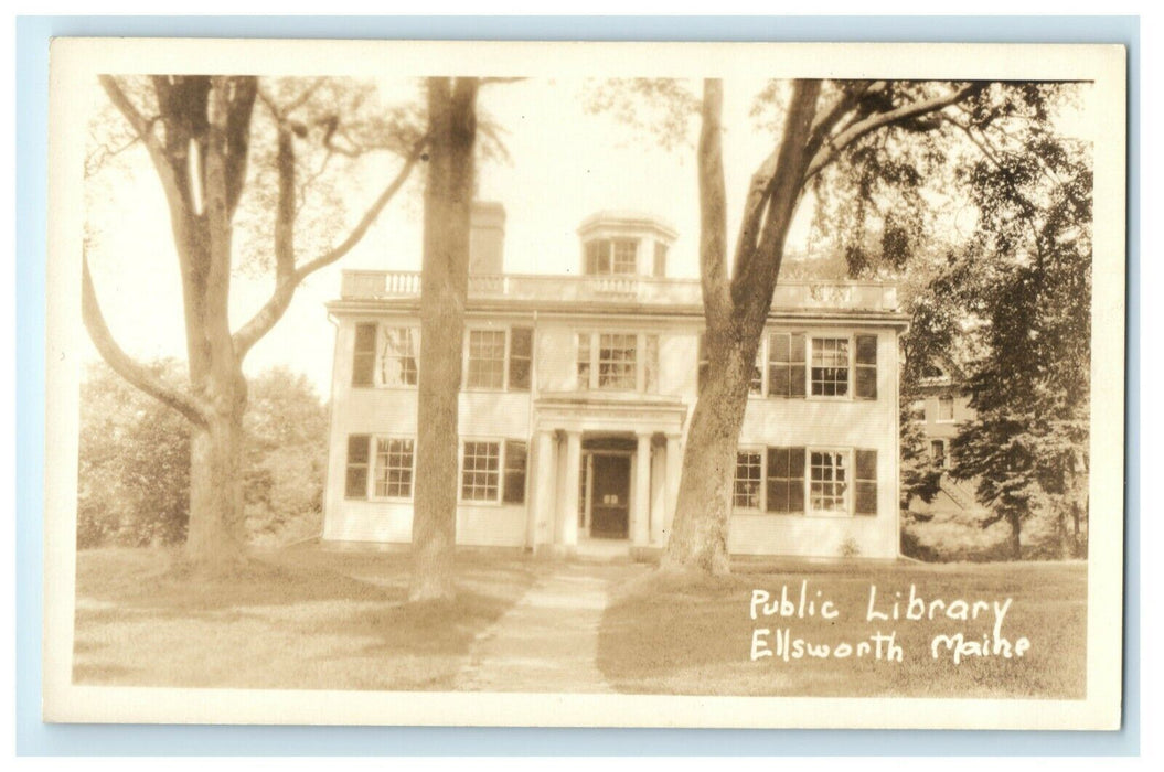 c1930's Public Library Ellsworth Maine ME RPPC Photo Unposted Postcard