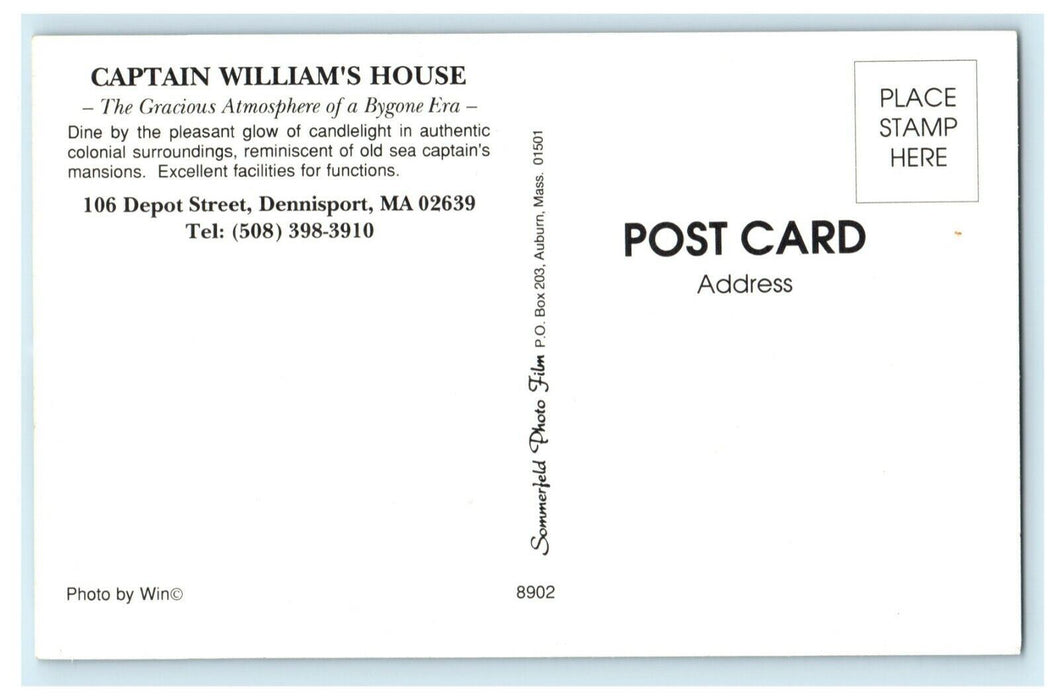 c1980's Captain William's House Dennisport Massachusetts MA Unposted Postcard