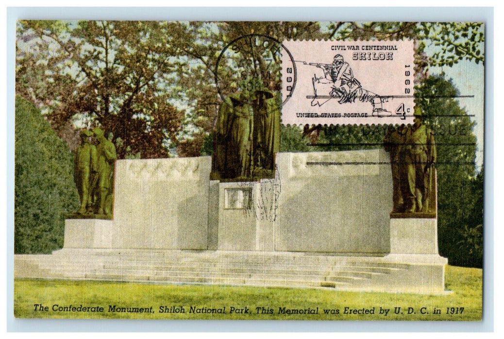 1962 Confederate Monument Shiloh National Park Tennessee TN Vintage Postcard