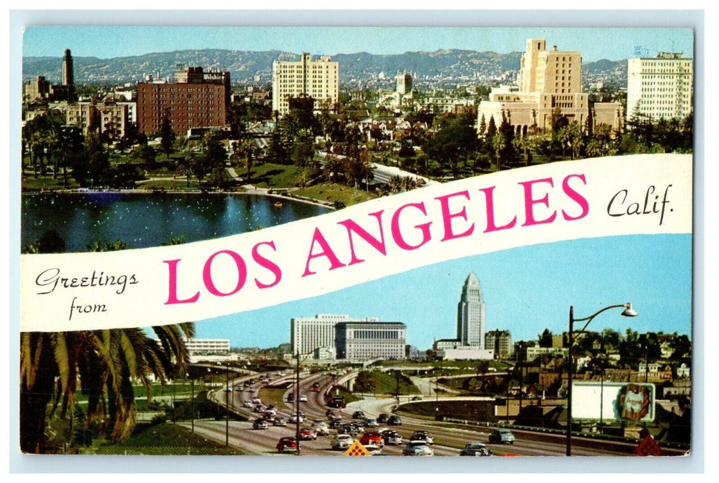 Greetings From Los Angeles California CA Banner Unposted Postcard