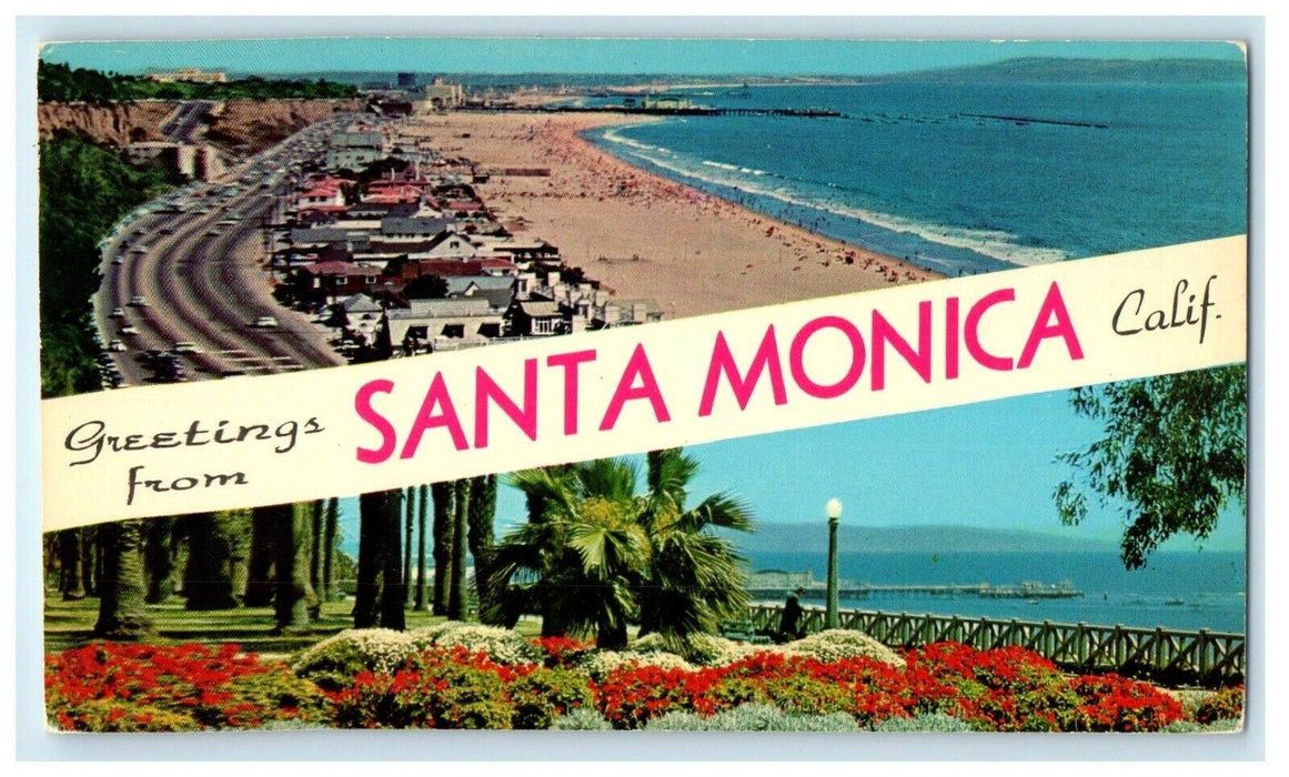 Greetings From Santa Monica California CA Beach Clubs Beautiful Homes Postcard