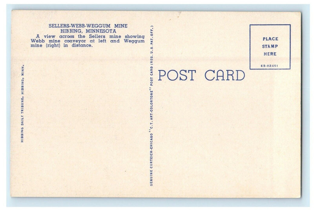 c1940's Sellers Webb Weggum Mine Hibbing Minnesota MT Vintage Postcard