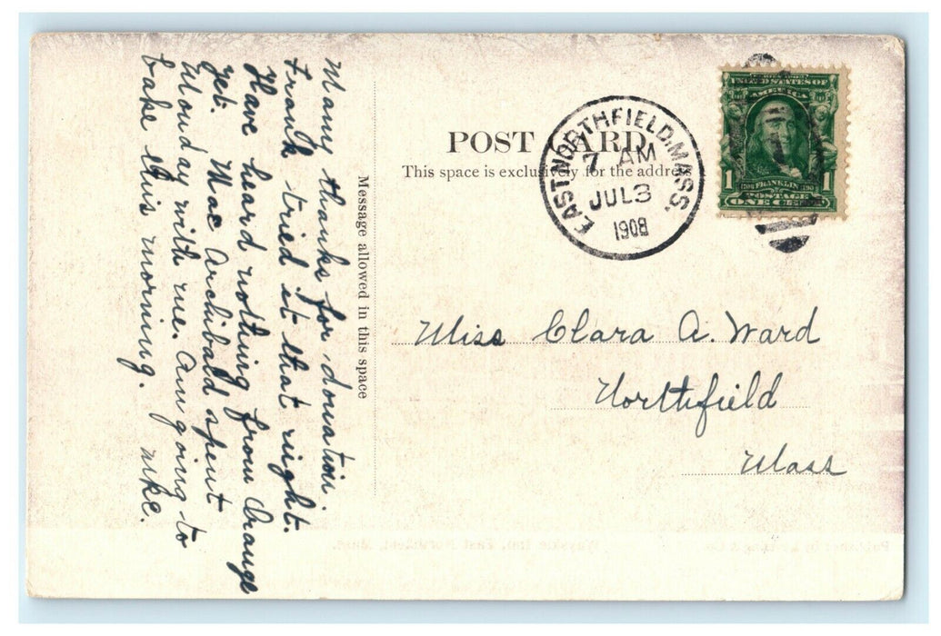1908 Wayside Inn East Northfield Massachusetts Antique Posted Postcard