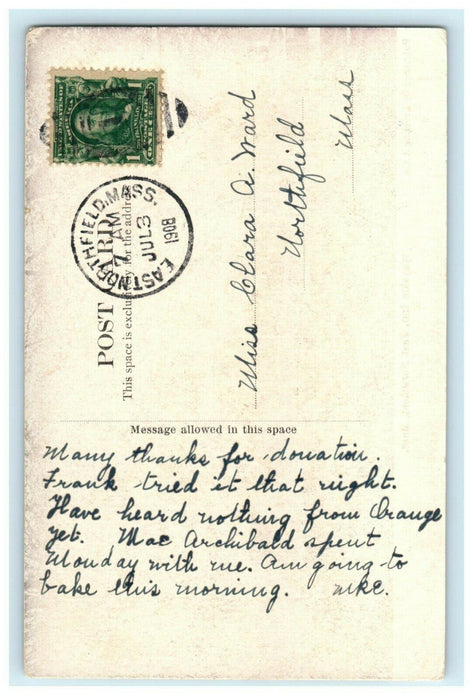 1908 Wayside Inn East Northfield Massachusetts Antique Posted Postcard