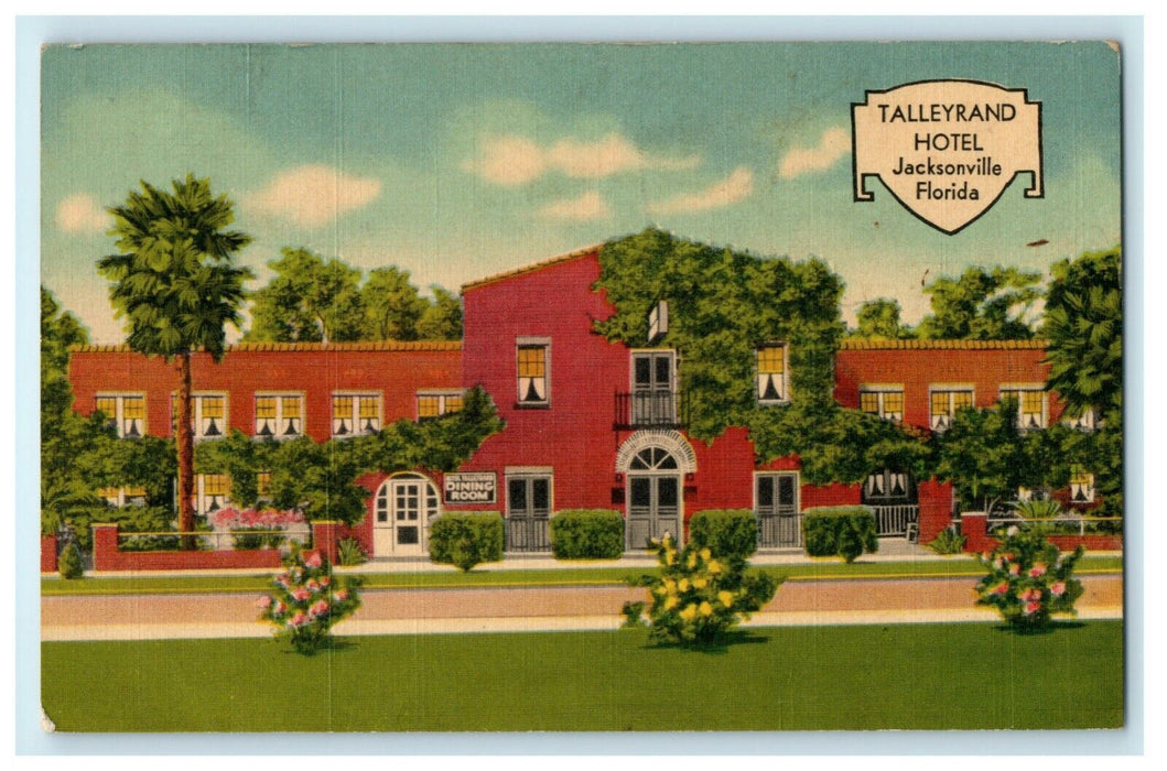 c1940's Talleyrand Hotel Jacksonville Florida FL Advertising Unposted Postcard