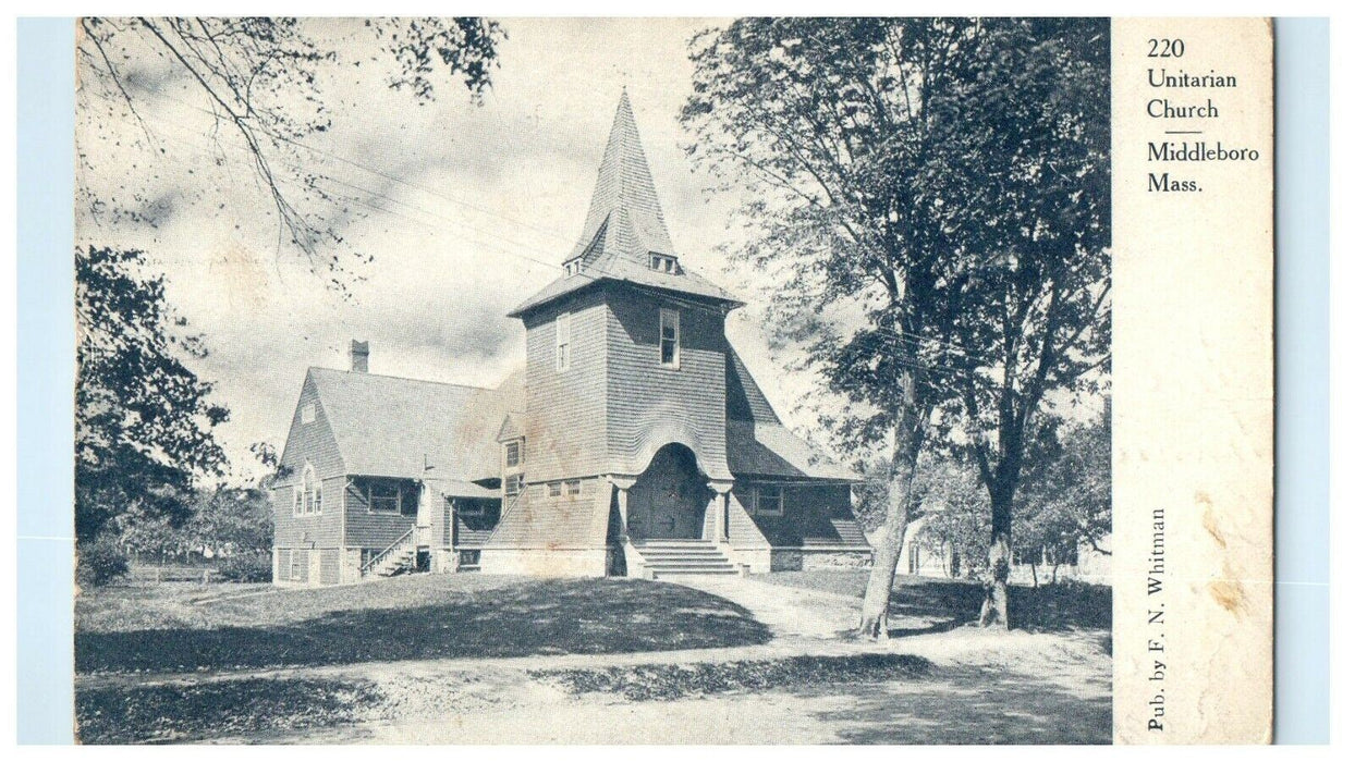 1914 Unitarian Church, Middleboro, Massachusetts MA Antique Postcard