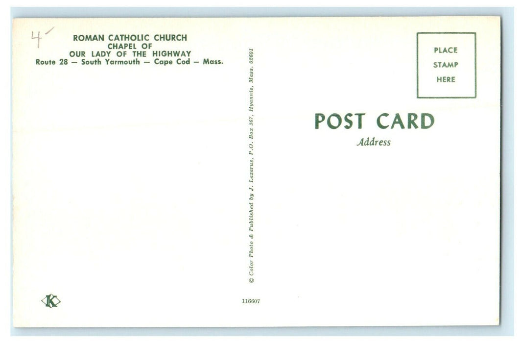 1952 Our Lady of the Highway, South Yarmouth Massachusetts MA Postcard