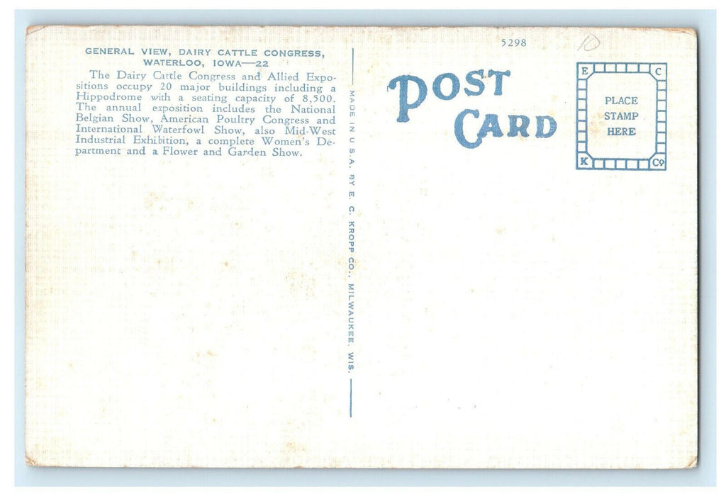 c1940s General View Dairy Cattle Congress Waterloo Iowa IA Unposted Postcard
