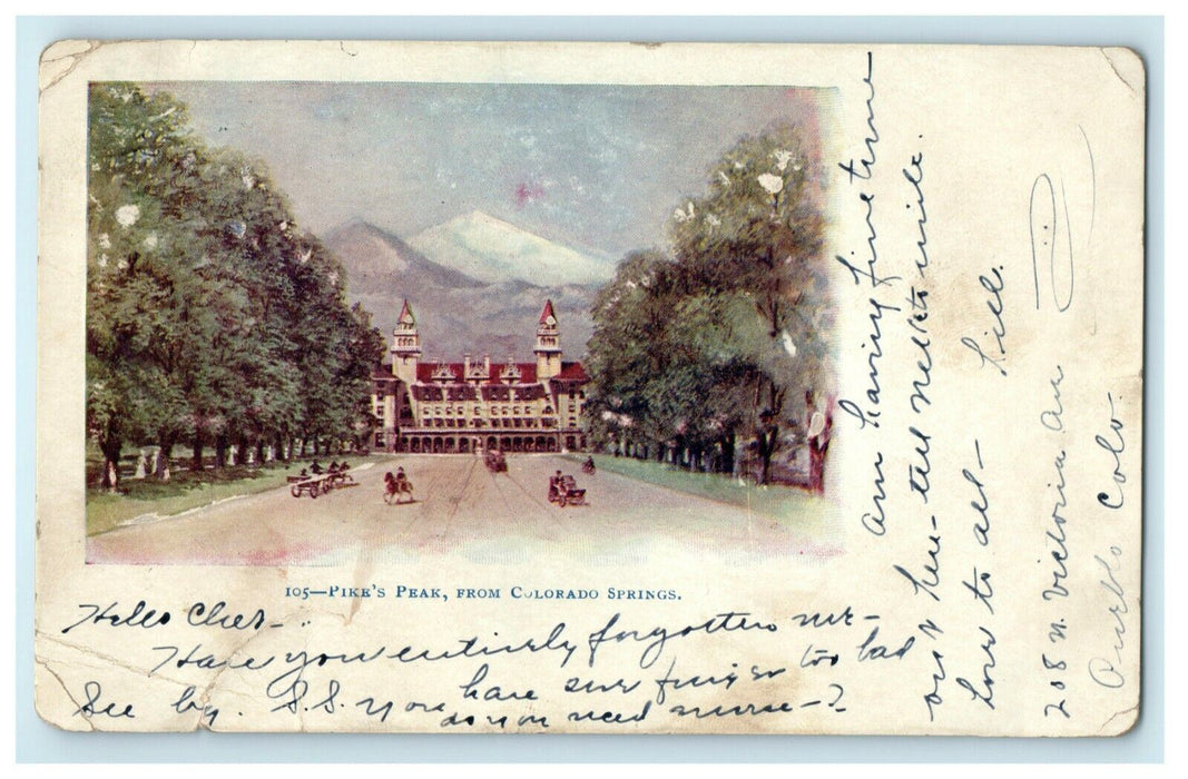 1905 Pike's Peak Colorado Springs Pueblo Posted Antique Postcard