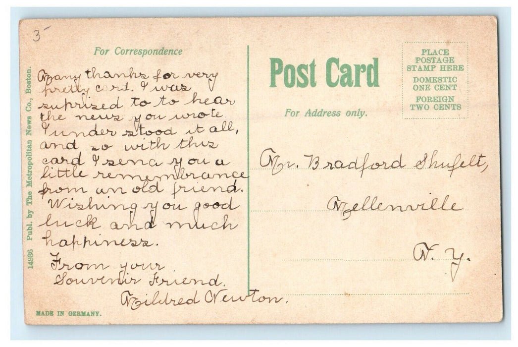 1907 New Baptist Church, Red Fence View, Worcester Massachusetts MA Postcard