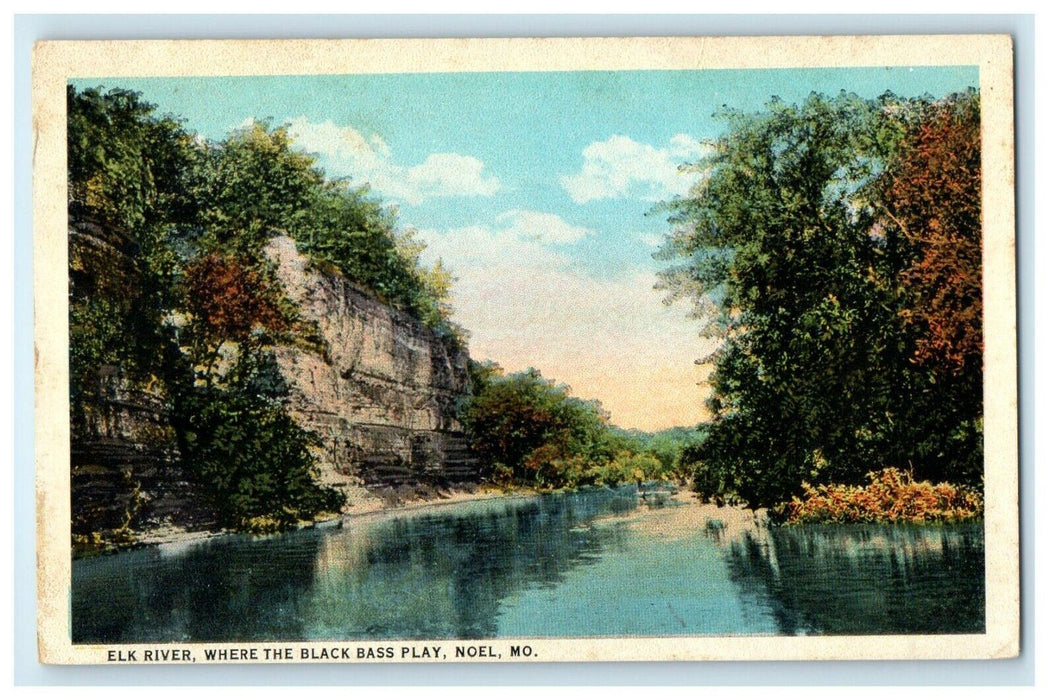 c1940's View Of Elk River Black Bass Play Noel Missouri MO Vintage Postcard