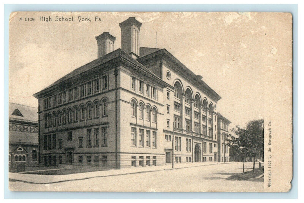 1909 High School York Pennsylvania PA Posted Antique Postcard