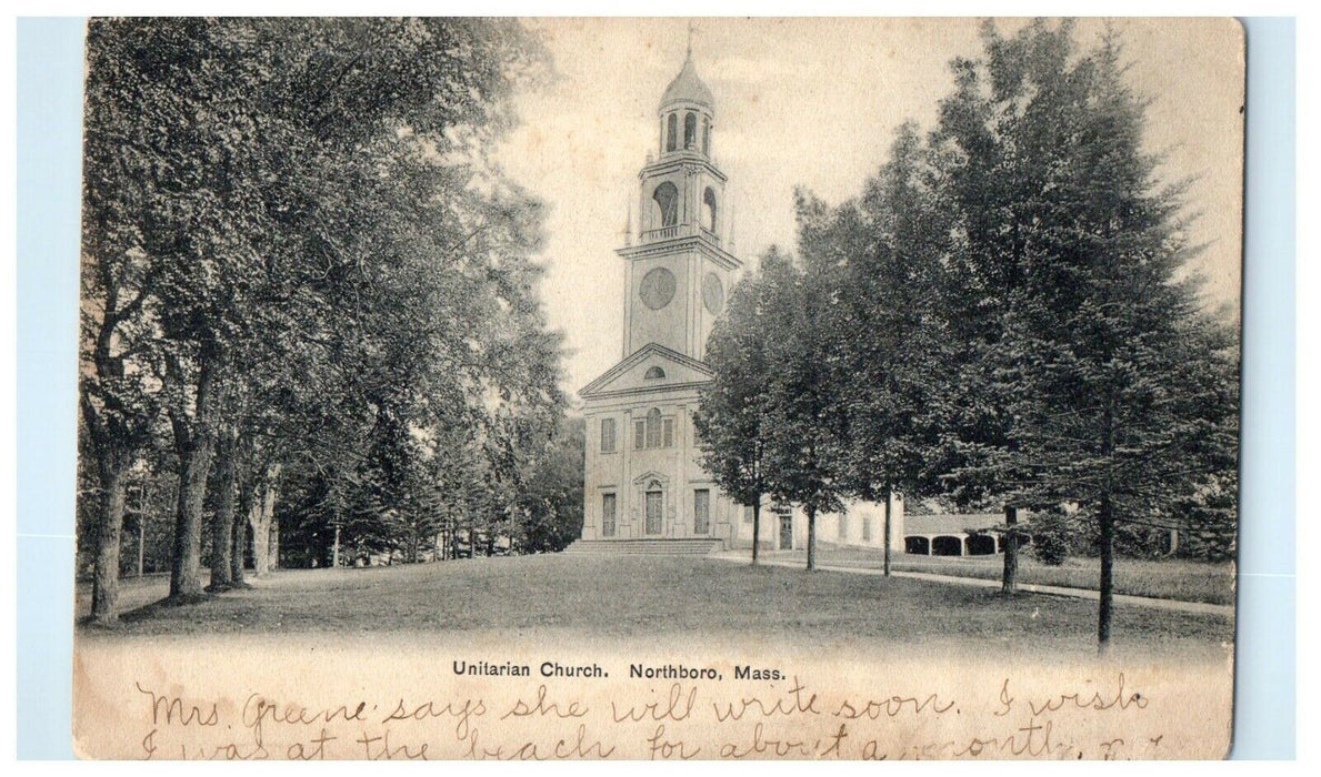 1906 Unitarian Church, Northboro Massachusetts MA Antique Postcard