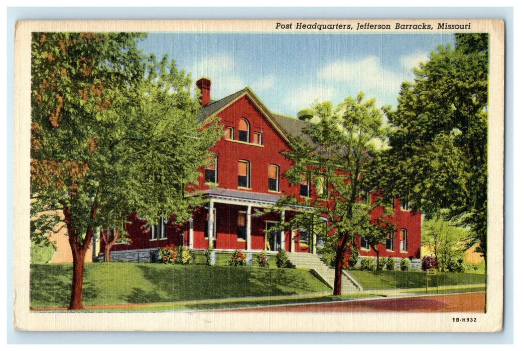 1955 Post Headquarters Jefferson Barracks Missouri MO Vintage Postcard