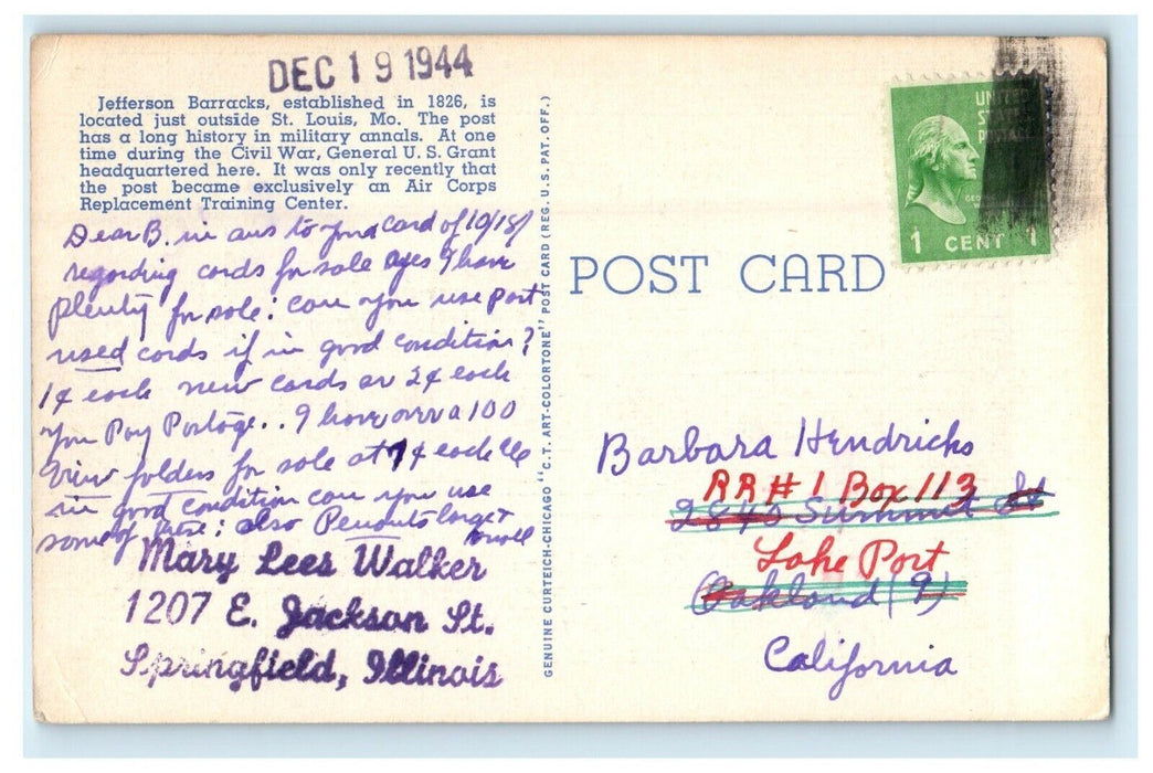 1955 Post Headquarters Jefferson Barracks Missouri MO Vintage Postcard